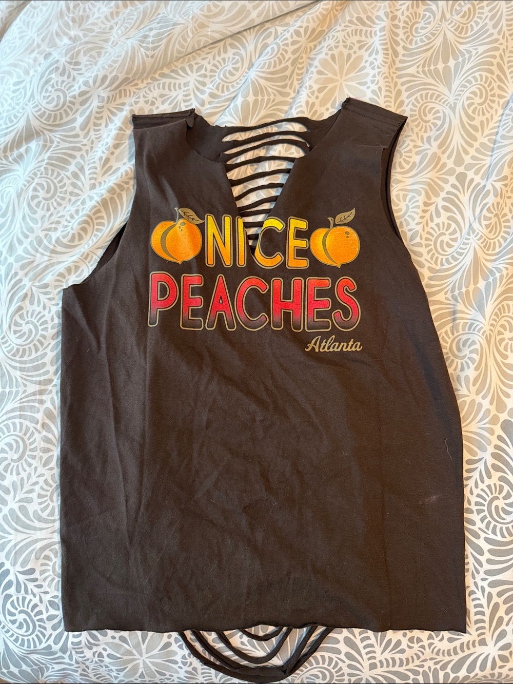 Peaches Atlanta Muscle Tee with Orange & Red Graphic